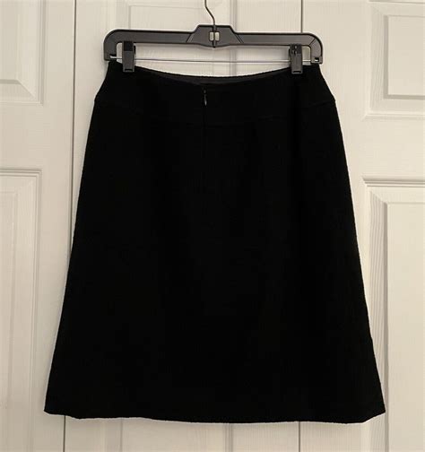 chanel black wool skirt